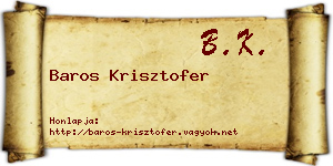 Baros Krisztofer névjegykártya